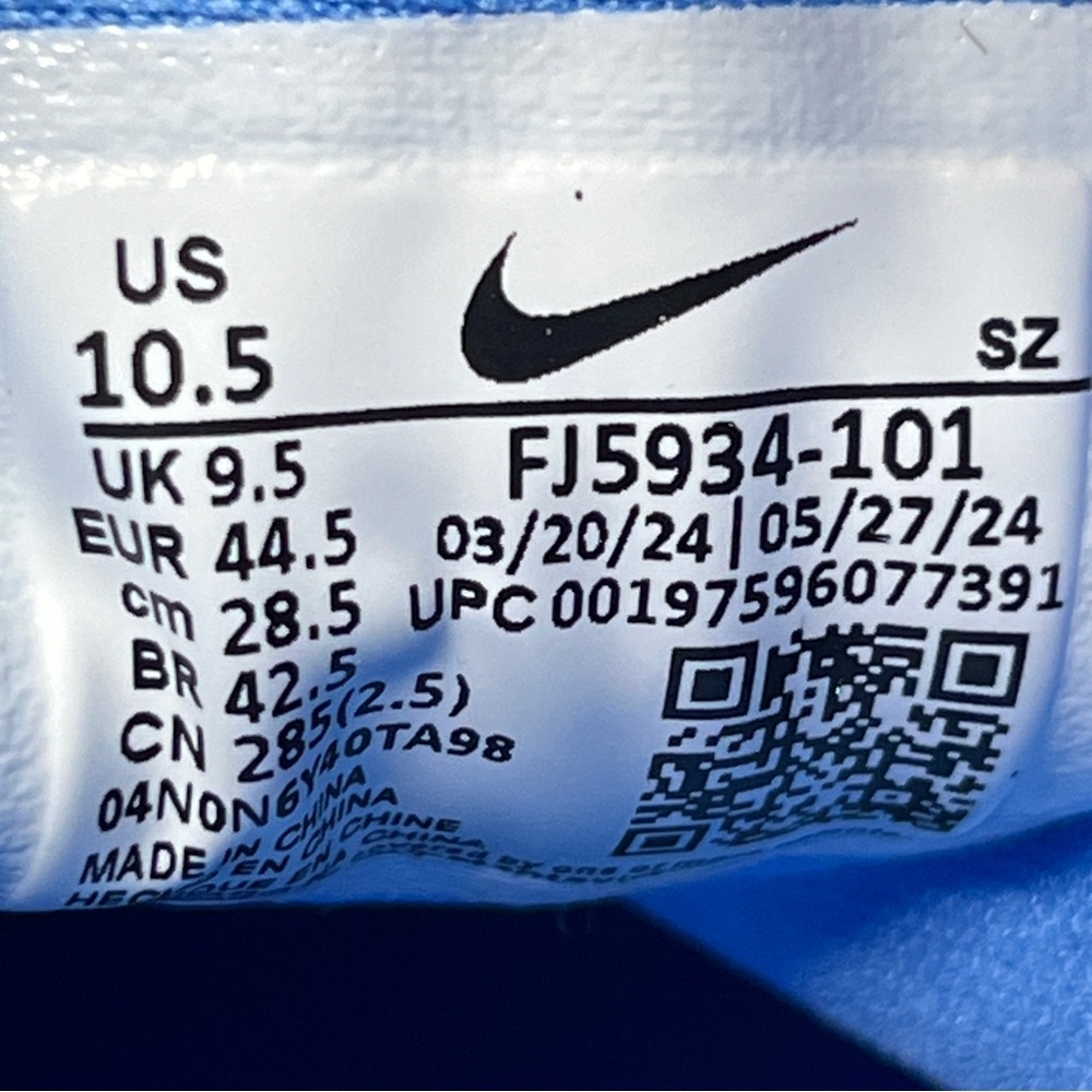 Nike Air Jordan 9 Retro Low Golf White University Blue UNC Mens 10.5 FJ5934-101 - Picture 12 of 12